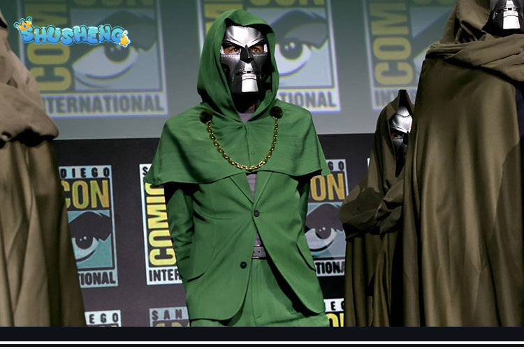 Doctor Doom Cosplay Costumes Victor von Doom Cloak Mask Anime Role Play Uniform Halloween Party Dressing For Men