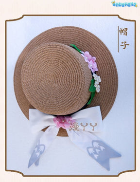 Genshin Impact Kamisato Ayaka New Skin Cosplay Costume Ayaka New Outfits Springbloom Missive Dress Hat Fan Ayaka Dress