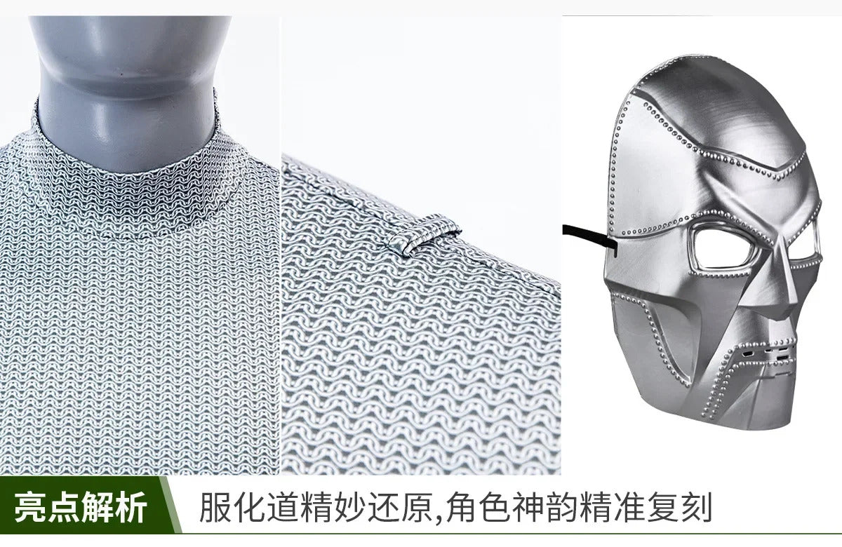 Doctor Doom Cosplay Costume Vest Jumpsuit cloak Mask Helmet Outfit Full set and Individual items Are Sold Halloween Suit Custom