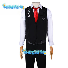 Limbus Company Cosplay Costume Yi Sang Black Hair Long Coat Shirt Pants Uniform Customized Men Women Halloween Party Outfits Wig