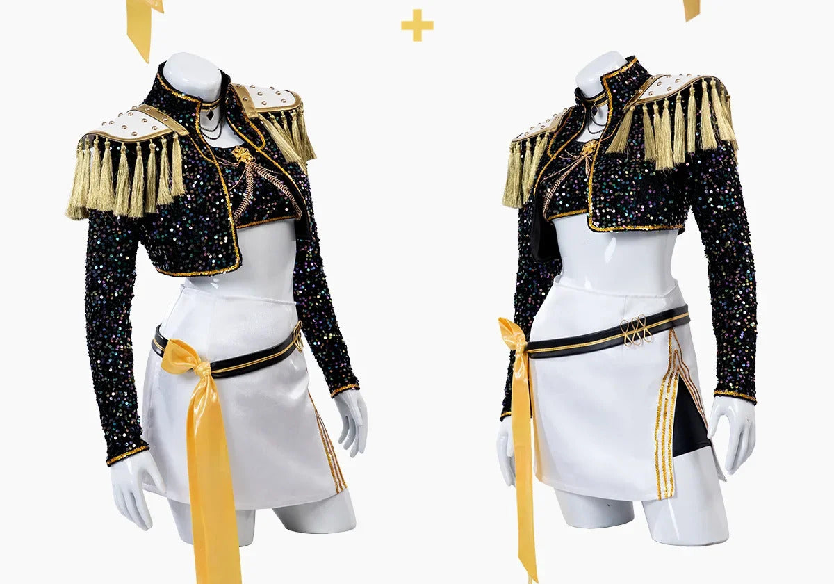 Anime KPop Demon Hunters Mira Cosplay Costume Black Gold Stage Outfit Huntrix Uniform Halloween Party Women Girls Carnival