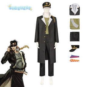 Anime JoJo's Bizarre Adventure Kujo Jotaro Cosplay Costume Hat vest coat belt Halloween carnival Woman man full set uniform
