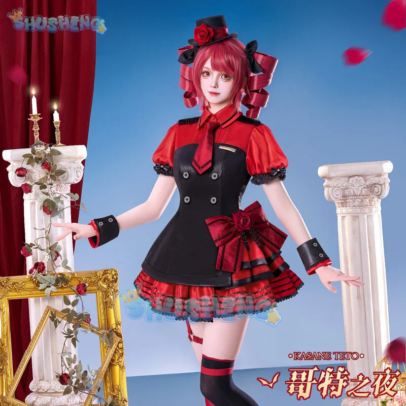 Kasane Teto Cosplay Costume Costume Gothic Night Uniform Halloween Carnival Party Christmas Play Role Clothes Clothing