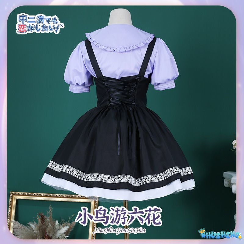 Rikka Takanashi Cosplay Costume Summer Gothic Dress Wig Halloween sweet girl New uniform Hero Cos