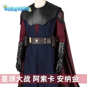 Jedi Knight Anakin Skywalker Cosplay Costume Movie Space Battle Warrior Roleplay Leather Armor Suit Adult Halloween Party Outfit