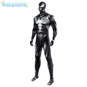 Adults Black Costume Venom Symbiote 2 Spiderman Cosplay SuperHero Cosplay Zentai Men Boys Bodysuit Party JumpSuit