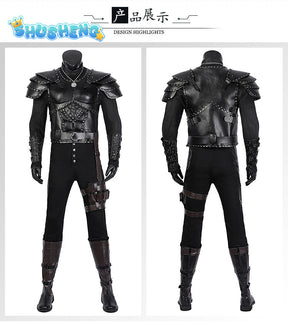 Geralt of Rivia Cosplay Fantasia Costume Leather Jacket for Adult Man Uniform Top Pants Belt Outfit Halloween Carnival Costumes