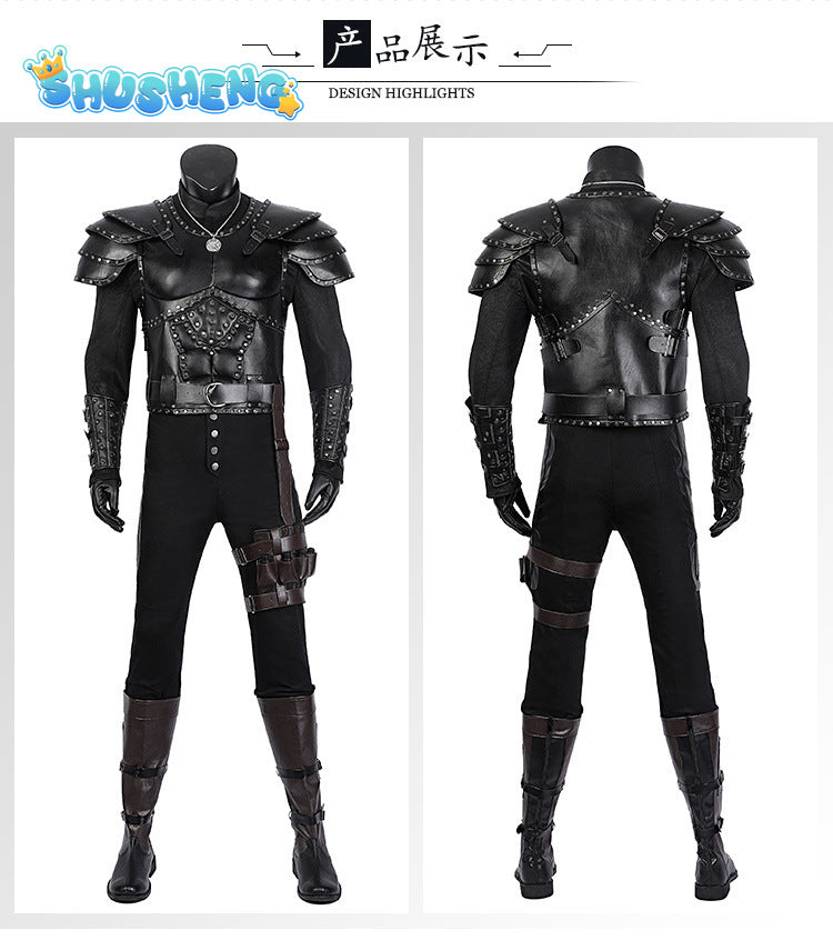 Geralt of Rivia Cosplay Fantasia Costume Leather Jacket for Adult Man Uniform Top Pants Belt Outfit Halloween Carnival Costumes