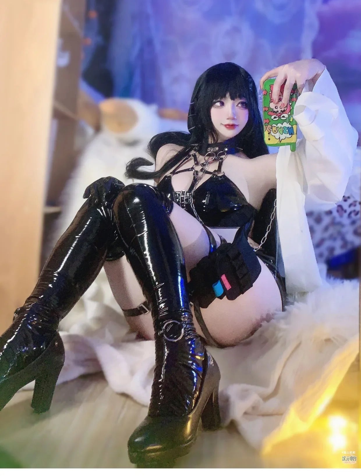 NIKKE：The Goddess of Victory Mihara Cosplay Costume Halloween Carnival Tie up black sexy jumpsuit accessories props uniform set