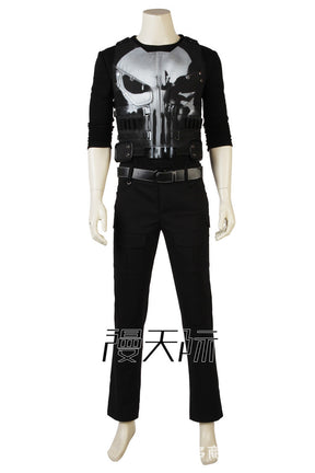 Villain Cosplay Punish Season 1 Costume Frank Castle Black Clothing Fancy Halloween Masquerade