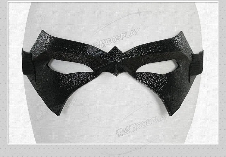 Shusheng-R Nightwing Dick Grayson Cosplay Costume Red Jumpsuit Full Set Uniform Role Play Halloween Carnival Party Outfit Shoes