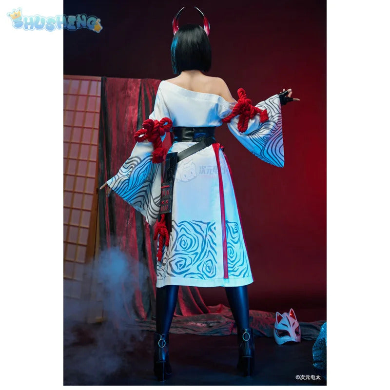 The Night Rose Hundred levels Cosplay Costume Halloween Sexy Kimono Dress Leather Pants Coat Waist Cover Gloves Set