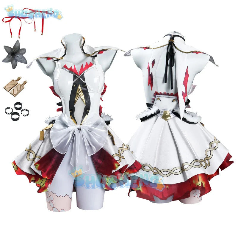 Wuthering Waves Camellya Cosplay Costume Wig Dress Earrings Rings Headwear Black Shores Jinzhou Halloween Party for Women Props