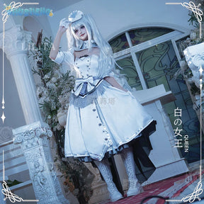 Shusheng-R Tokisaki Kurumi Nightmare Cosplay DATE A LIVE The White Queen Costume Halloween Party Lolita Dress Wig Props Women's Sweet Set