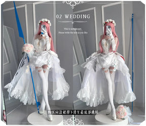 DARLING in the FRANXX Zero Two Cosplay Costume 02 Wedding Dress Uniform Halloween Carnival Party Christmas Play Role  Clothing