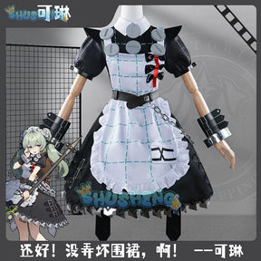 Corin Wickes Cosplay Costume Wig Bag Game Zenless Zone Zero Dress Gothic Maid Skirt Green Double Ponytail Hair Chain Apron Socks