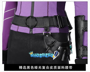 Female Hawkeye Kate Bishop Cosplay Costume with Quiver Hawkeye Super Powered Hero Outfit for Halloweewn Carnival Party