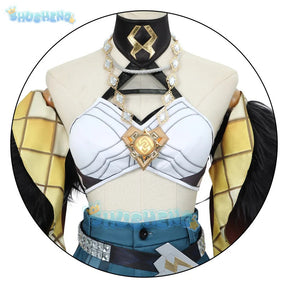 Genshin Impact Xilonen Cosplay Costume Game Uniform Headwear Tail Necklace Natlan Halloween Party for Women Props Shusheng