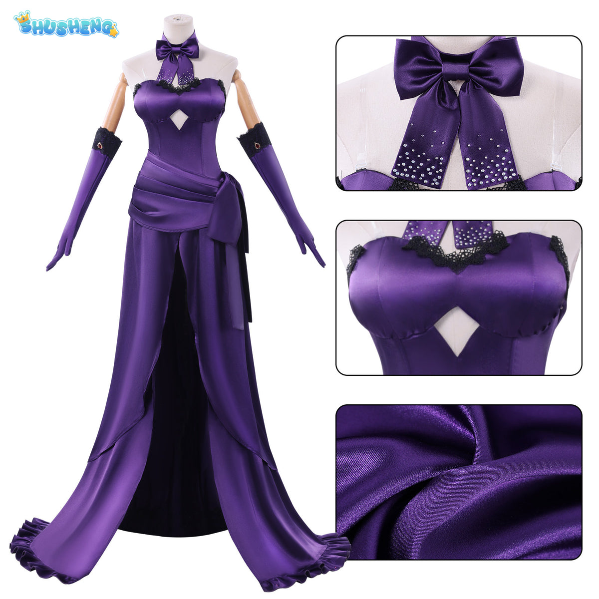 In Stock Game Fate FGO Jeanne D'Arc Cosplay Costume Jeanne Alter Purple Elegant Dress Wig Halloween Party Uniform for Women