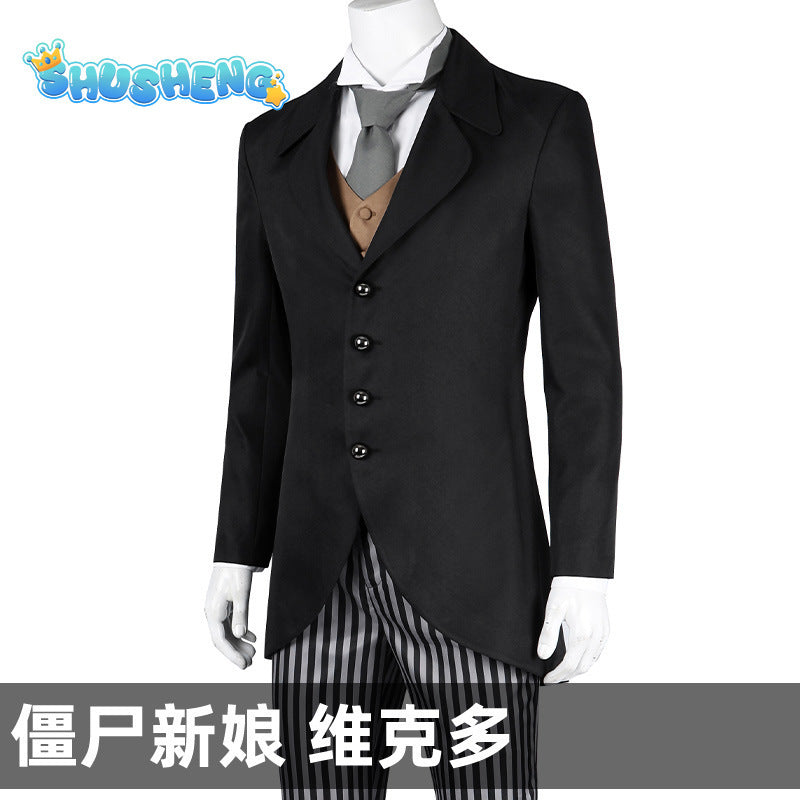 Anime Tim Burton Corpse Bride Victor Van Dort Cosplay Costume Jacket Pants Halloween Carnival Party Disguise Suit for Men