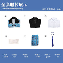 Hotori Tadase Cosplay Anime Shugo Chara! Costume Shawl Blue School Uniform Pant Suit Shirt Shorts Tie Roleplay Suits