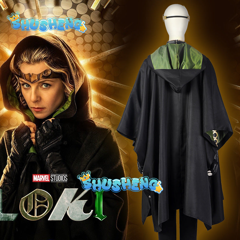 Loki Season 1 Cosplay  Loki Costume  Cloak Vest Horns Crown Outfits for Halloween Carnival Game Party full set