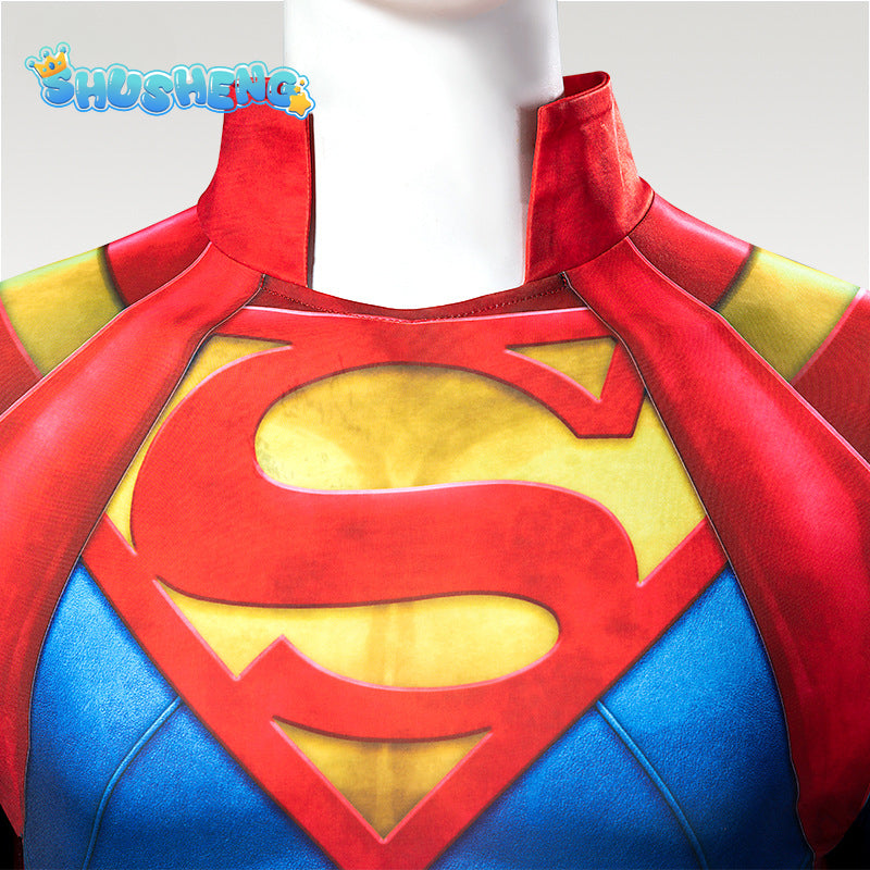 Super Boy Conner Cosplay Kent Costume Jumpsuit Cape Set Superhero Adult Men's Halloween Party Suit Comics Character Costume