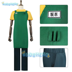 Taro Sakamoto Cosplay Anime Costume Sakamoto Days Yellow T-shirt Green Apron Glasses Halloween Party Women Men Shusheng