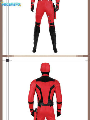Daredevil Cosplay Costume Matt Murdock Red Leather Battle Suit Jumpsuit Belt Gloves Fullset Outfit Halloween Carnival Party Suit