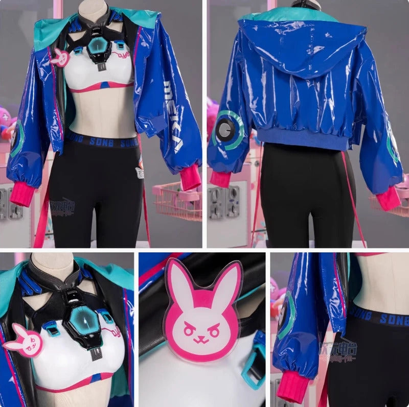 OW D.Va Overwatch Cosplay Tokyo Official Valley Costume Leather jacket strapless pants wig prop set Halloween fashion uniform