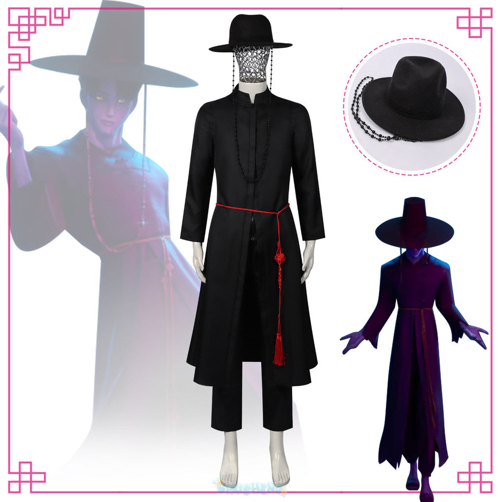 kpop cosplay Huntrix KPop Demon Hunters Sajaboys Cosplay Handsome Uniform Jinu Vampire Goth Punk Long Coat Korea Idol Halloween Suit