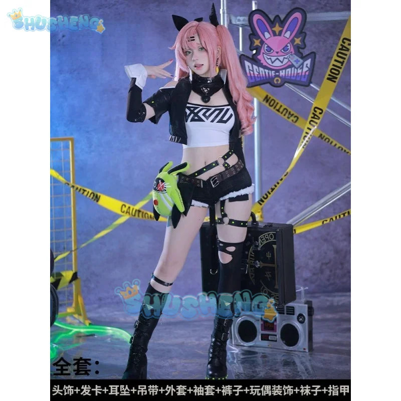 Game Zenless Zone Zero Nicole Demara Cosplay Costume Pink Wig Halloween Cute Girl Women New Year Party Cosplay Shorts Sexy Suit