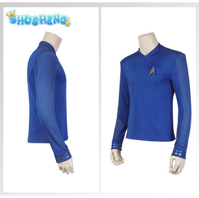 Movie Strange New Worlds Spock Pike Cosplay Costume Outfit Uniform Badge Adult Men Halloween Carnival Suit