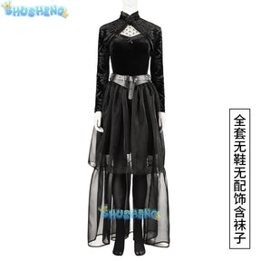 New Movie Lisa Frankenstein Cosplay Costume Black Dress Belt Boots To Choose Custom Made