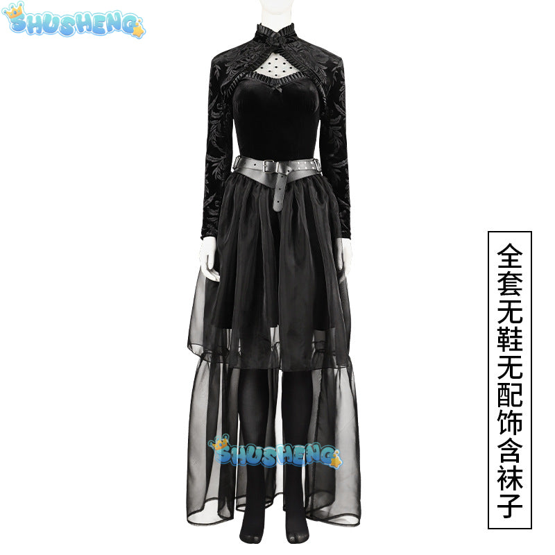 New Movie Lisa Frankenstein Cosplay Costume Black Dress Belt Boots To Choose Custom Made