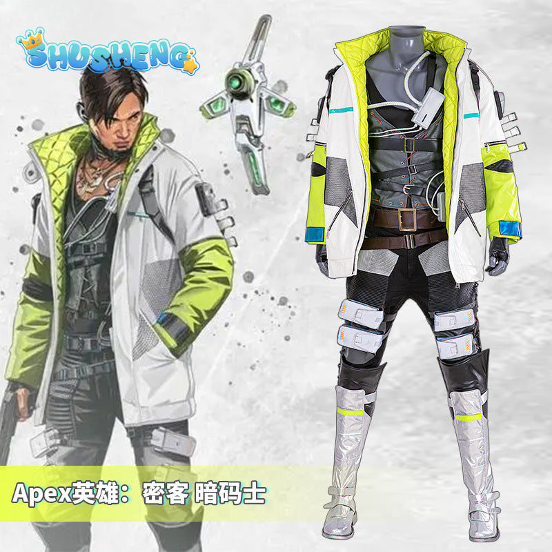 New Game Apex Legends Crypto Cosplay Costume Shirt Vest Coat Pants Belt Gloves for Men Boy Custom Made