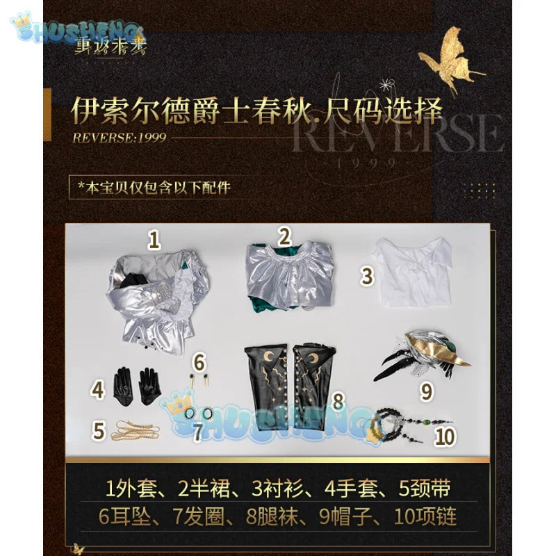 Shusheng Reverse:1999 Isolde And All That Jazz Game Suit Gorgeous Uniform Cosplay Costume Halloween Party Role Play Outfit Women