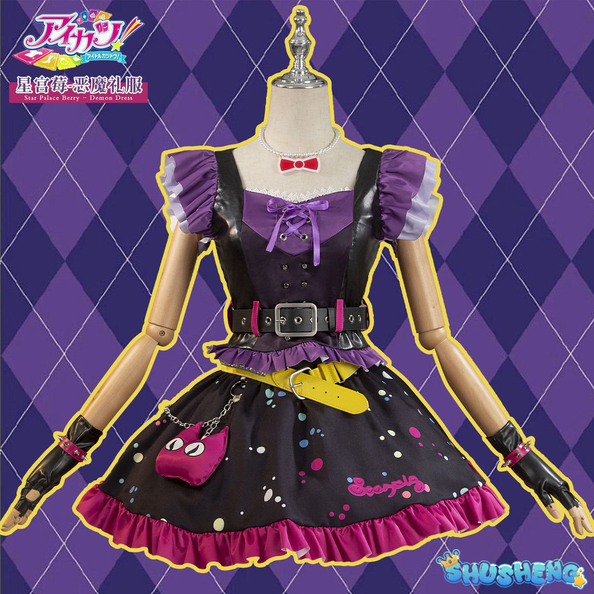 Anime Aikatsu! Hoshimiya Ichigo Cosplay Costume Sweet Devil Evening party Dress female Lolita in stock