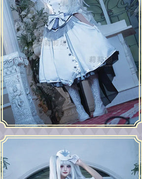 Shusheng-R Tokisaki Kurumi Nightmare Cosplay DATE A LIVE The White Queen Costume Halloween Party Lolita Dress Wig Props Women's Sweet Set