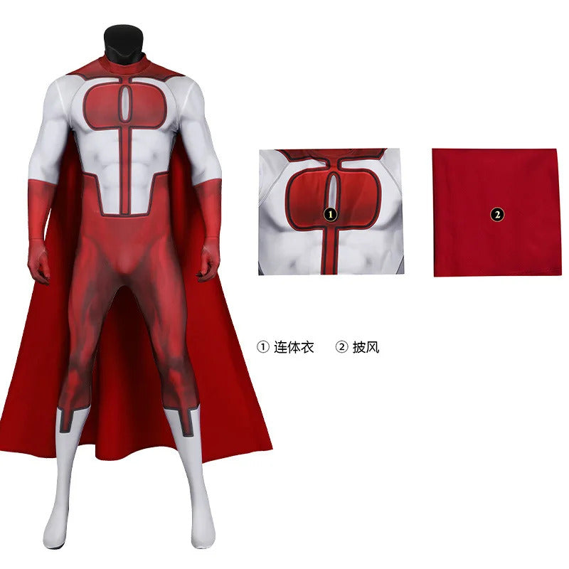 Halloween invincible cosplay jumpsuits Omni man costume superhero Nolan Grayson Zentai printing bodysuit with Cape
