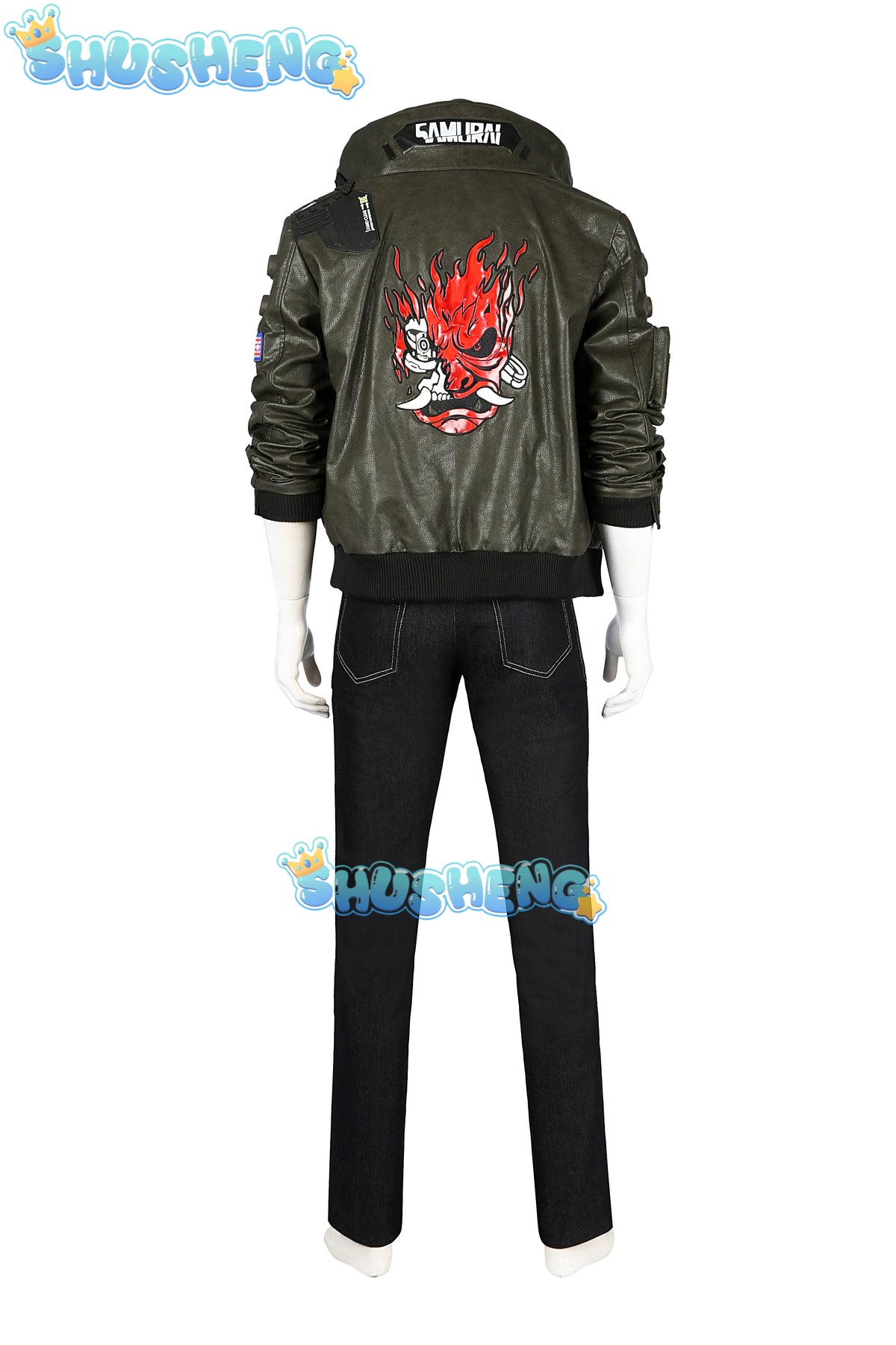 Game Punk Style 2077 Samurai Main Character V Cosplay Costumes For Man Faux Leather Jacket