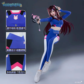 D.Va Overwatch OW Cosplay Costume Halloween party casual tight yoga suit top pants jacket set men women sports D.Va uniform