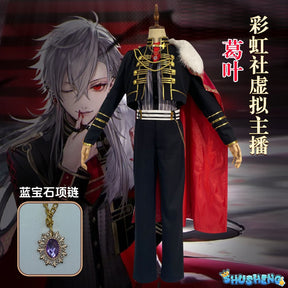 VTuber NIJISANJI Virtual YouTuber Kuzuha Cosplay Costume Black Evening Dress Cloak Wig Man Woman Carnival Masked Ball Suit