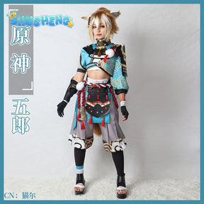 Game Genshin Impact Gorou Cosplay Costume Blue Fox Costumes Halloween Pants Ears Party Cloth