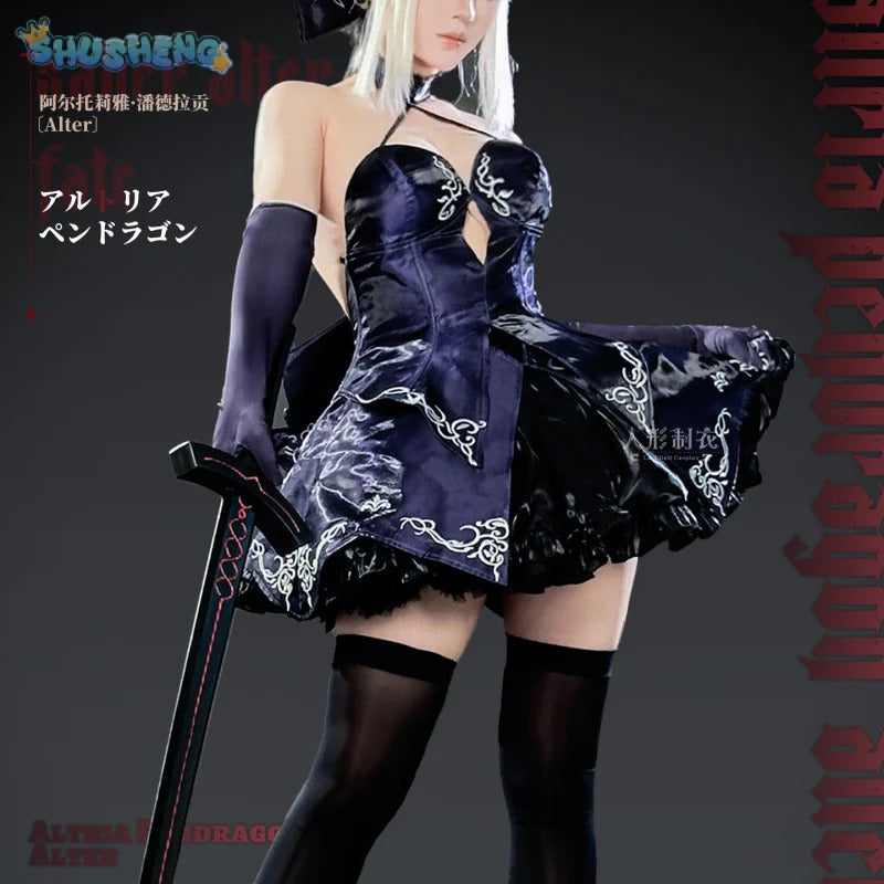 New Saber King Arthur  Fate/stay night FGO Altria Pendragon Cosplay Costume Women sexy dress accessories prop Halloween uniform