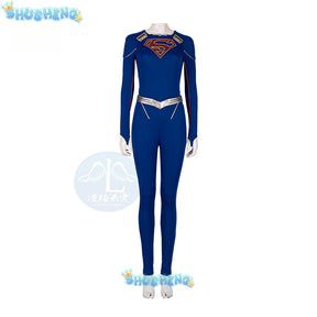 Superhero Cosplay Blue Bodysuit SuperWomen Zentai Costumes Womloak SuperGirl Cos Jumpsuit Rompers Aldult Outfits Role Play