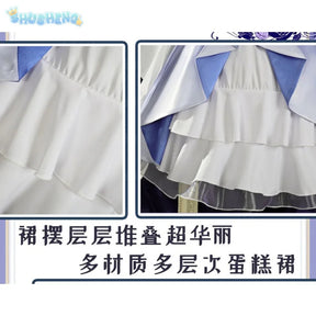 Shusheng-N Game Genshin Impact Keqing Cosplay Costume Halloween Carnival Sweet Lolita Dress Props Wig Accessories Women's New Keqing Set