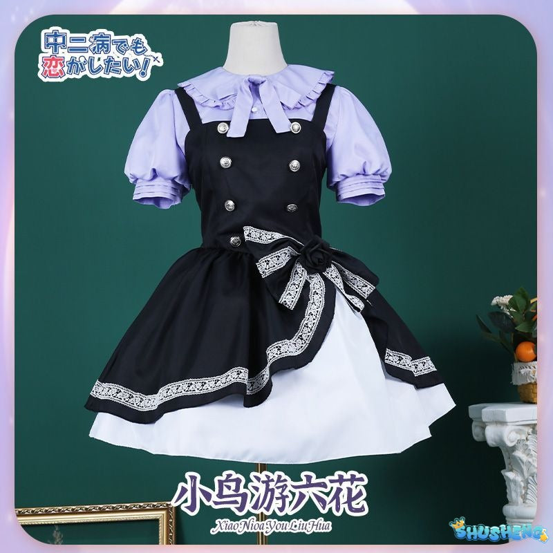 Rikka Takanashi Cosplay Costume Summer Gothic Dress Wig Halloween sweet girl New uniform Hero Cos