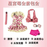 Anime Hoshimiya Ichigo Aikatsu！Cospaly Costume Halloween pink sweet dress vest belt prop set beach women New swimsuit uniform