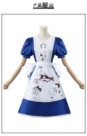 Anime Alice Princess Dress Maid Apron Dress Game Madness Returns Alice Cosplay Costume For Women Girls Halloween Party